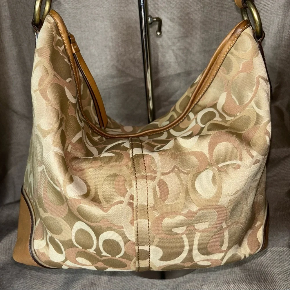 Y2K Coach Vintage Signature Sarah Optic Tan Hobo Bag F15667 - Picture 3 of 14